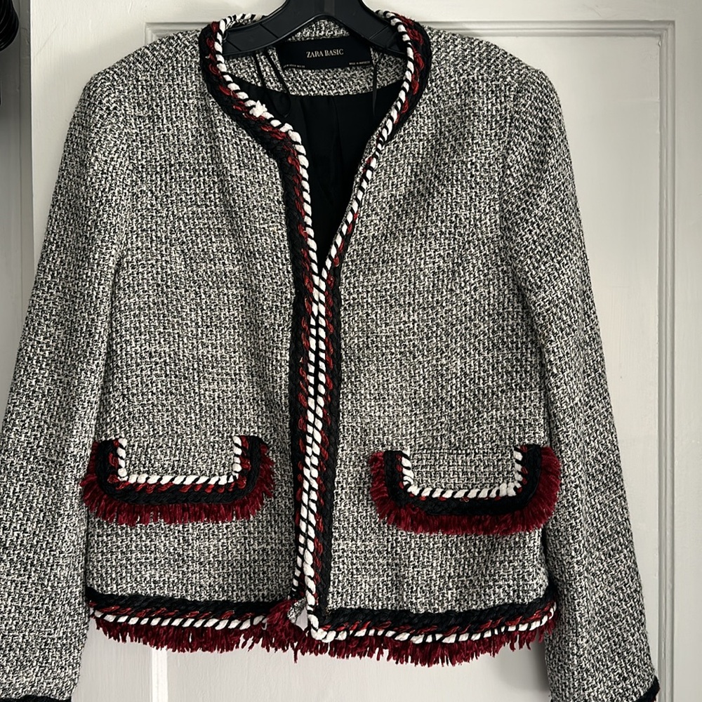 Zara Basic M Textured Wave Blazer Jacket - image 3